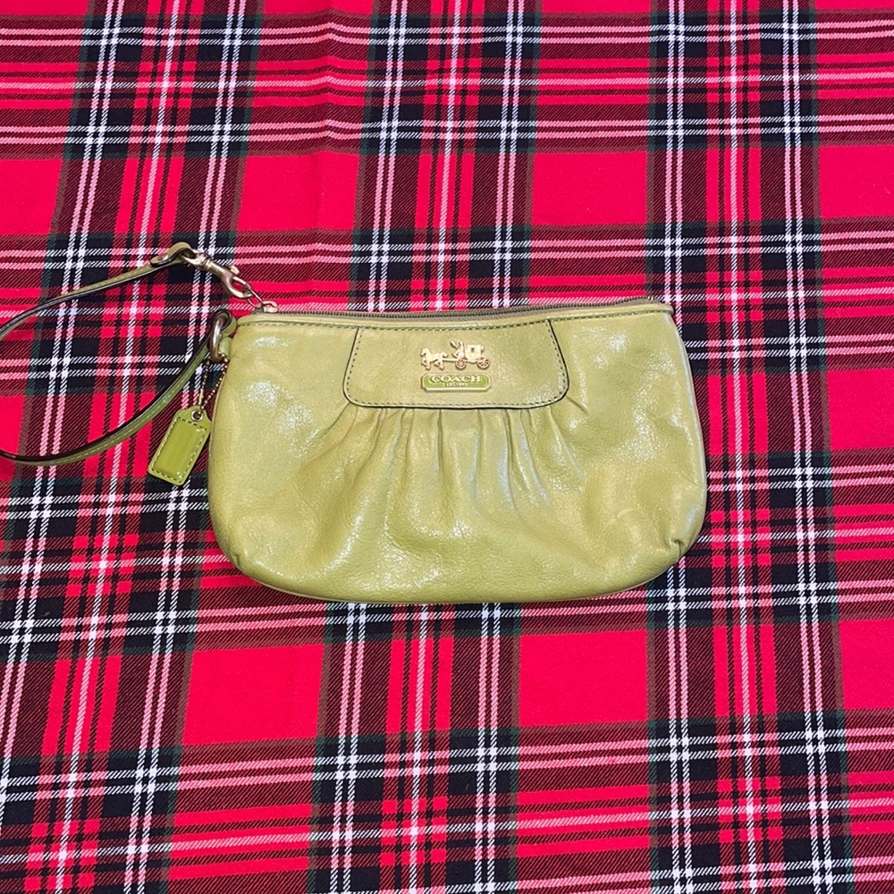 Coach lime green wristlet/clutch
